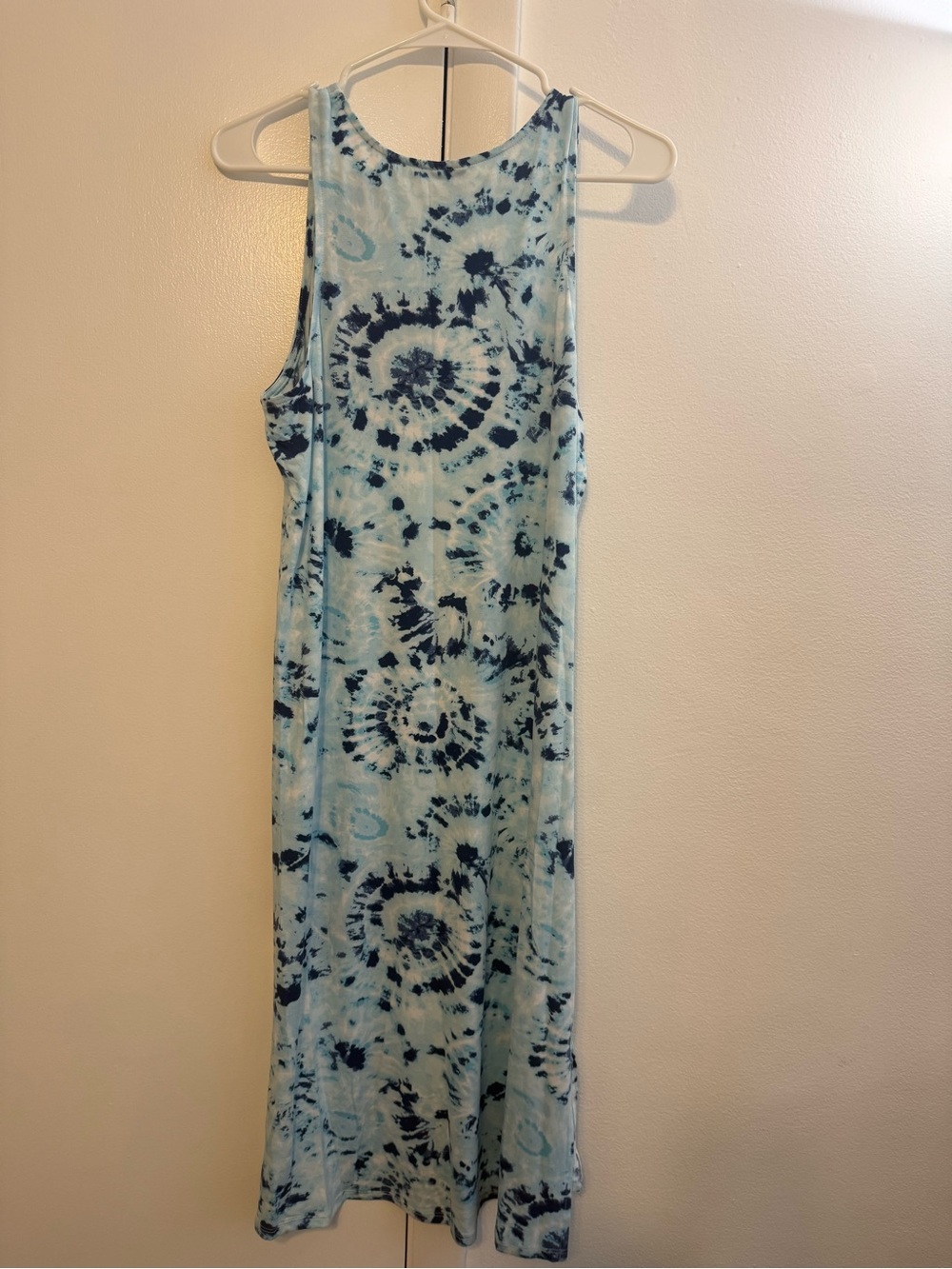 Sleeveless Blue Tie-Dye Midi Dress - Picture 4 of 4